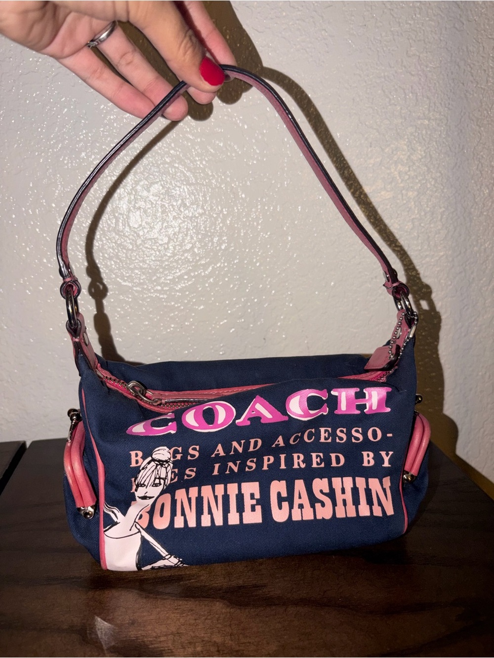 Coach Bonnie Cashin Mini Bag with Kisslocks in Pink/Blue